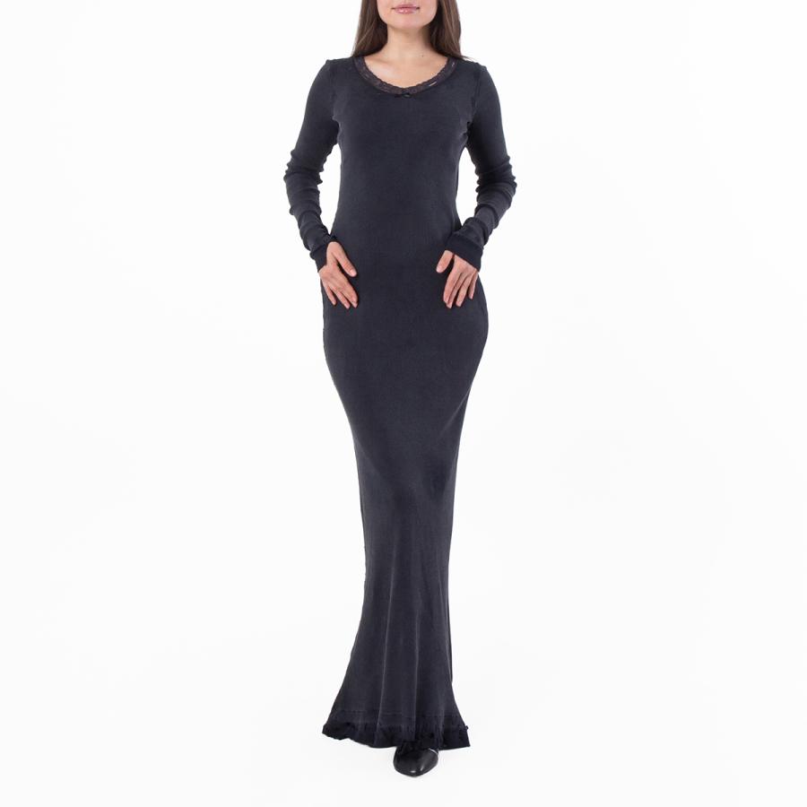 Balenciaga Distressed Lace-Trim Long Sleeve Maxi Dress by BALENCIAGA Balenciaga Distressed Lace-Trim Long Sleeve Maxi Dress by BALENCIAGA