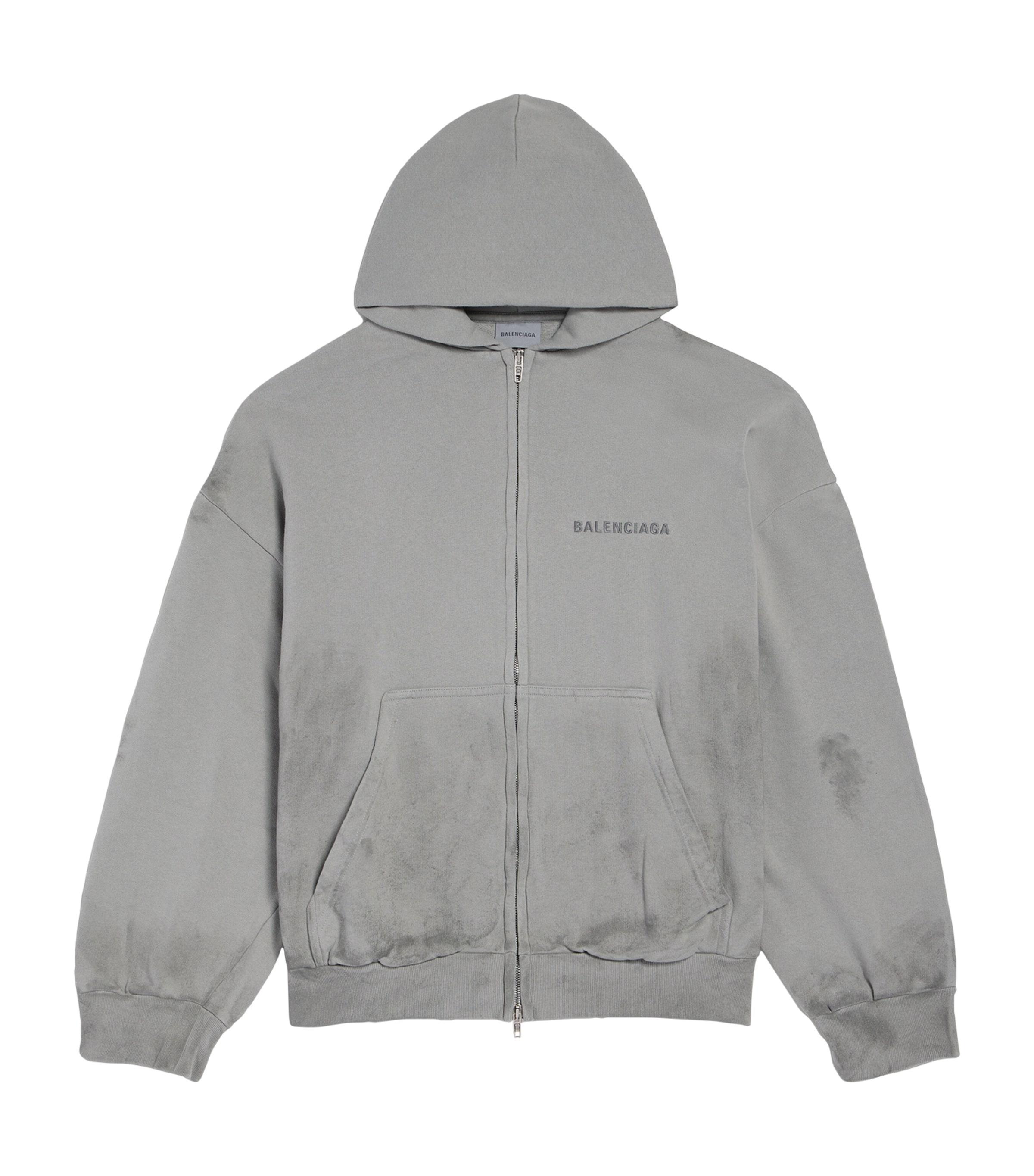 Balenciaga Distressed Logo Zip-Up Hoodie by BALENCIAGA
