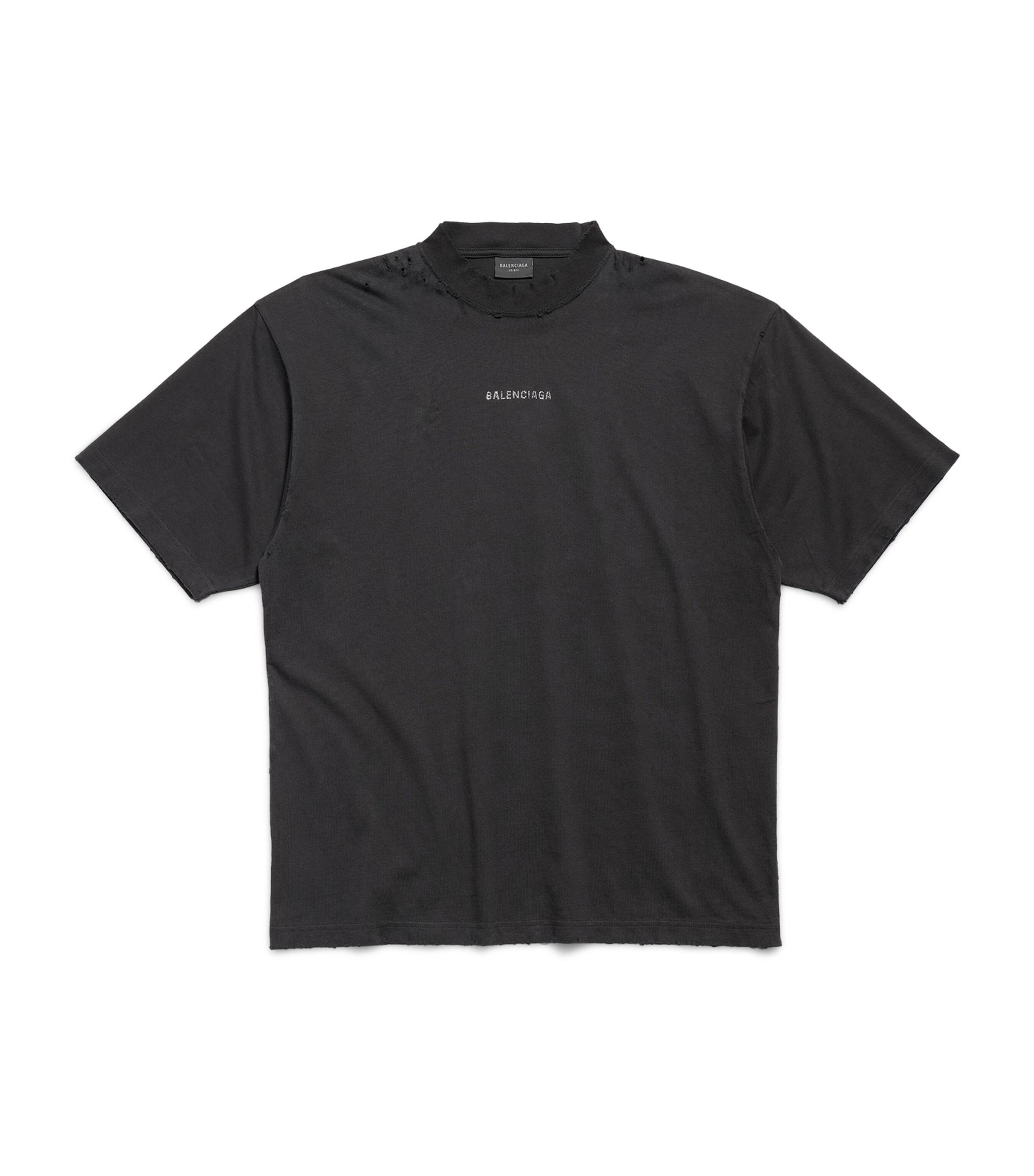 Balenciaga Distressed Rhinestone-Logo T-Shirt by BALENCIAGA