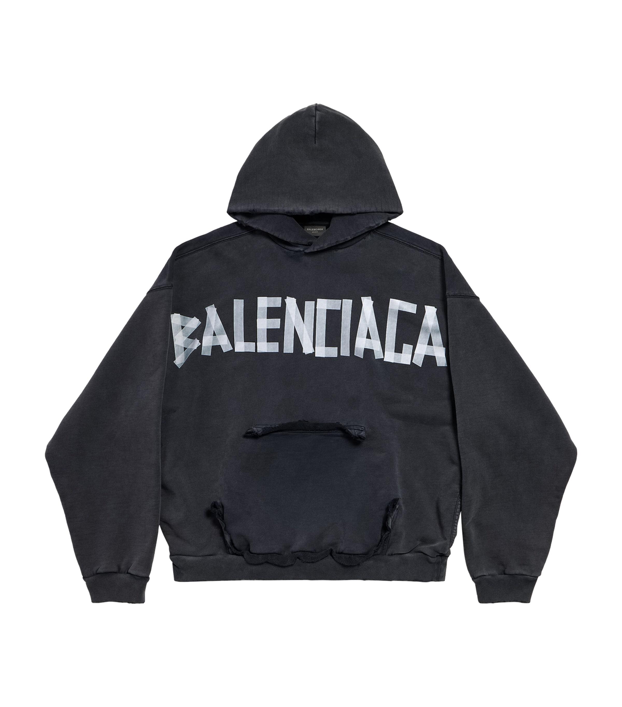 Balenciaga Distressed Tape Logo Hoodie by BALENCIAGA