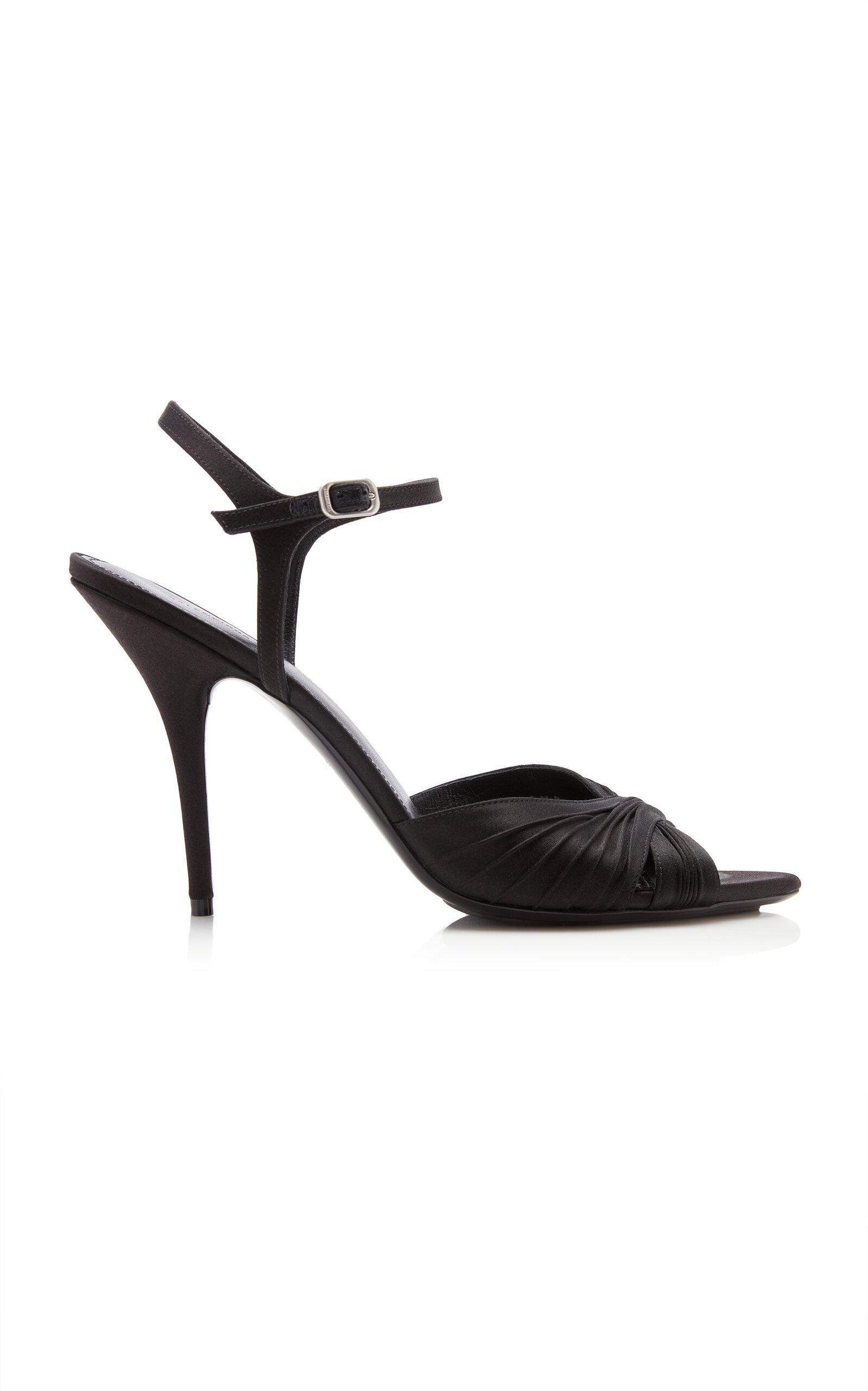 Balenciaga Dynas Plisse Satin Heeled Sandals - Moda Operandi by BALENCIAGA