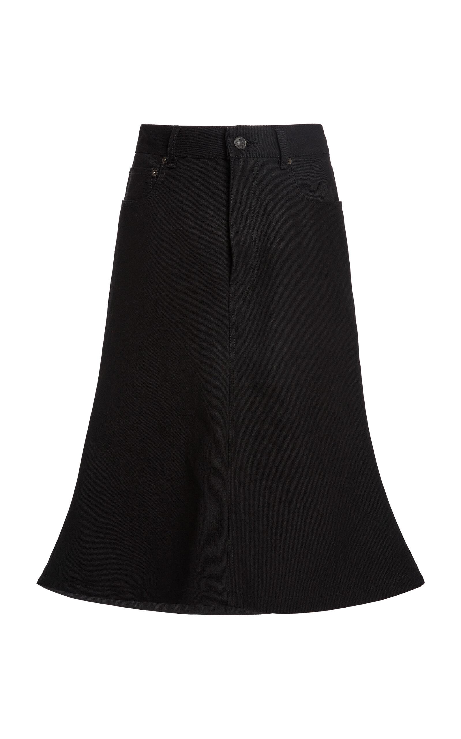 Balenciaga Flared Waxed Denim Midi Skirt - Moda Operandi by BALENCIAGA