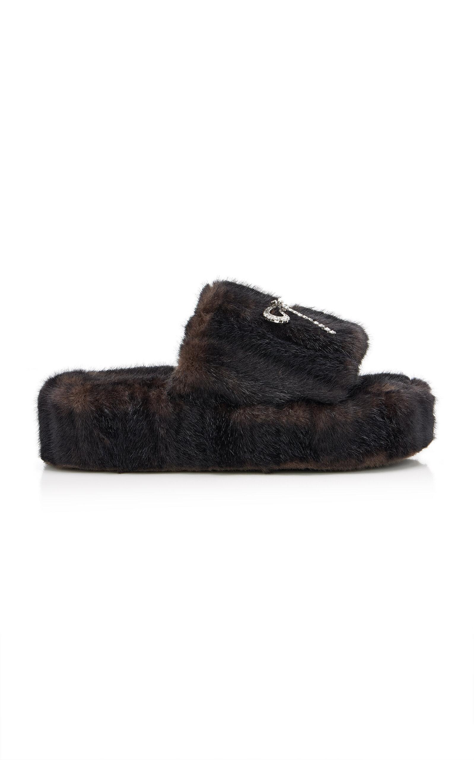 Balenciaga Furry Platform Slippers - Moda Operandi by BALENCIAGA