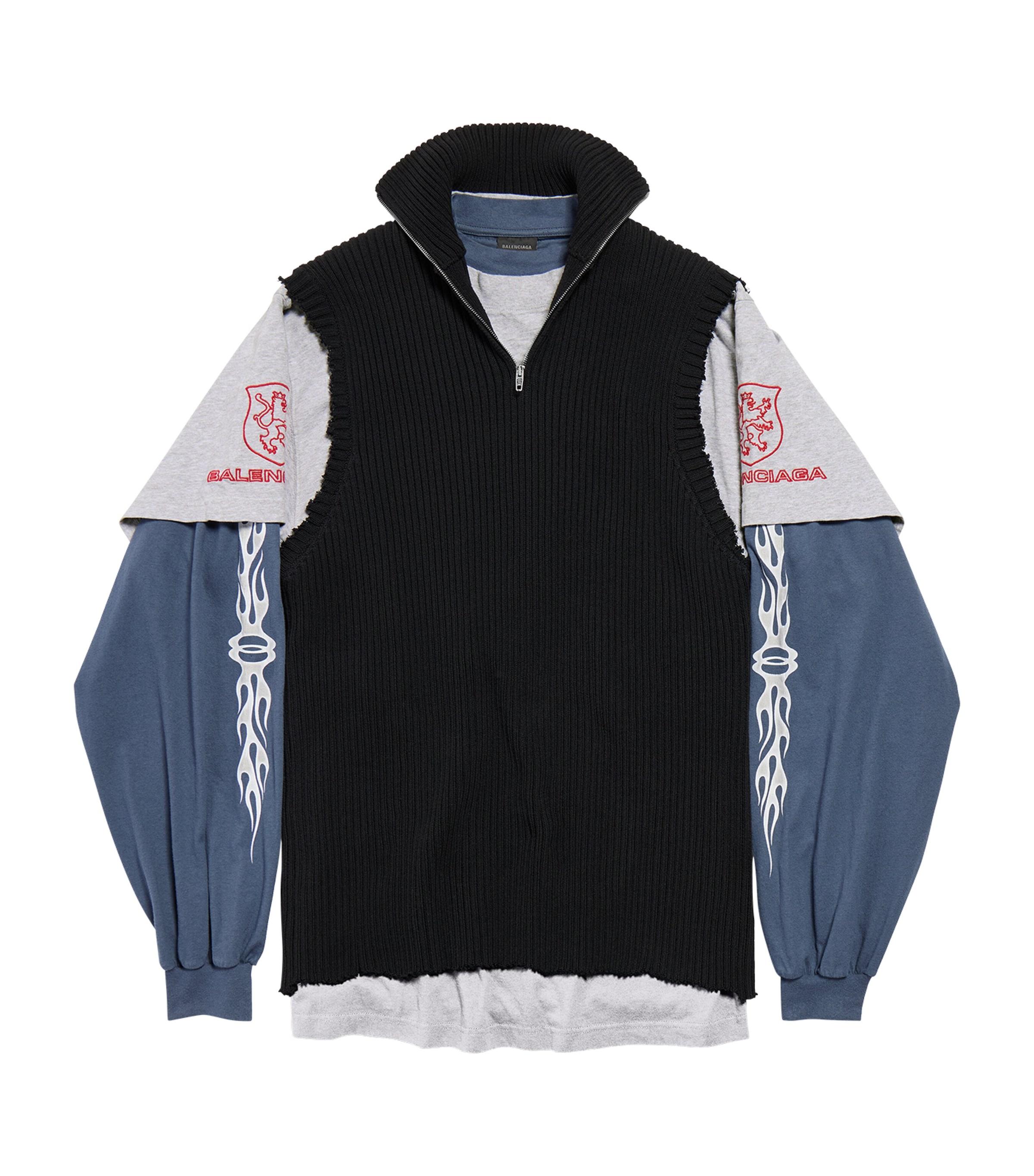 Balenciaga Hybrid Layered Quarter-Zip Sweater by BALENCIAGA