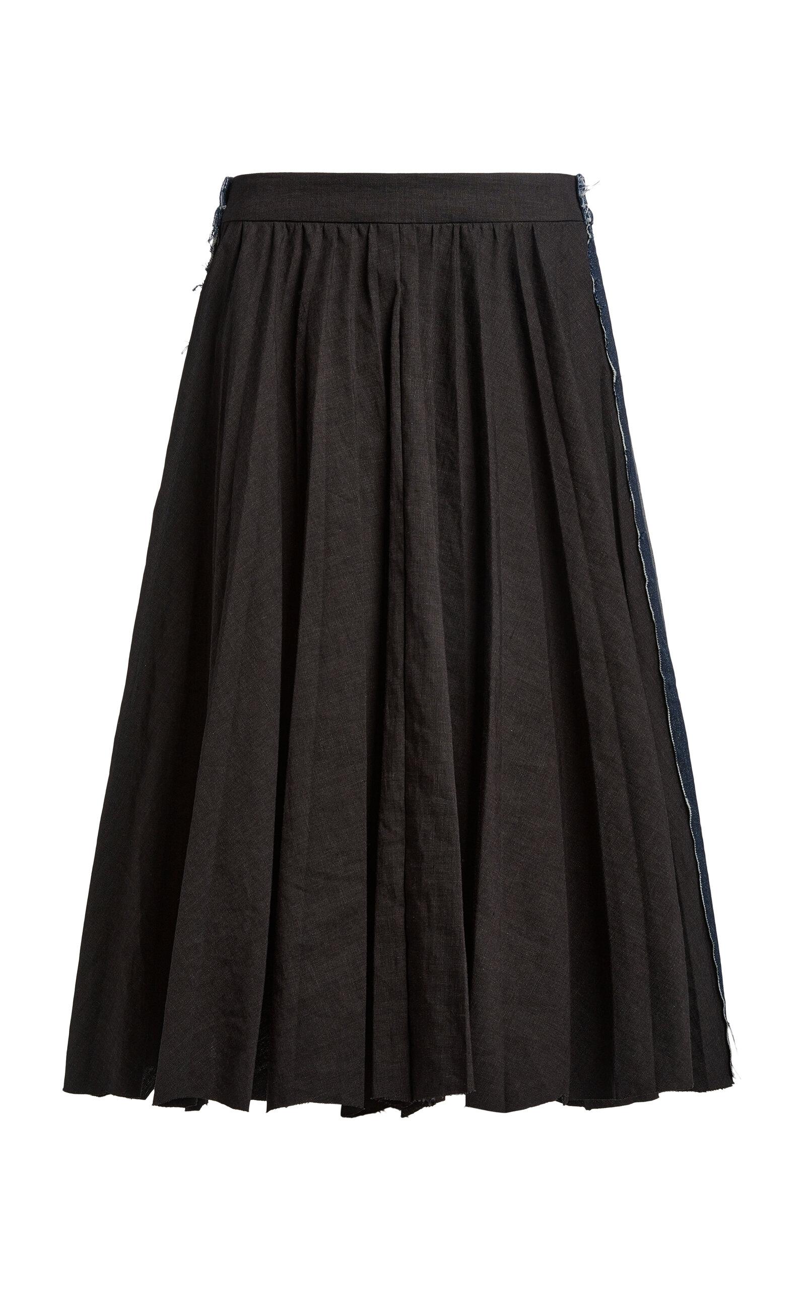 Balenciaga Hybrid Pleated Wool-Ramie Midi Skirt - Moda Operandi by BALENCIAGA