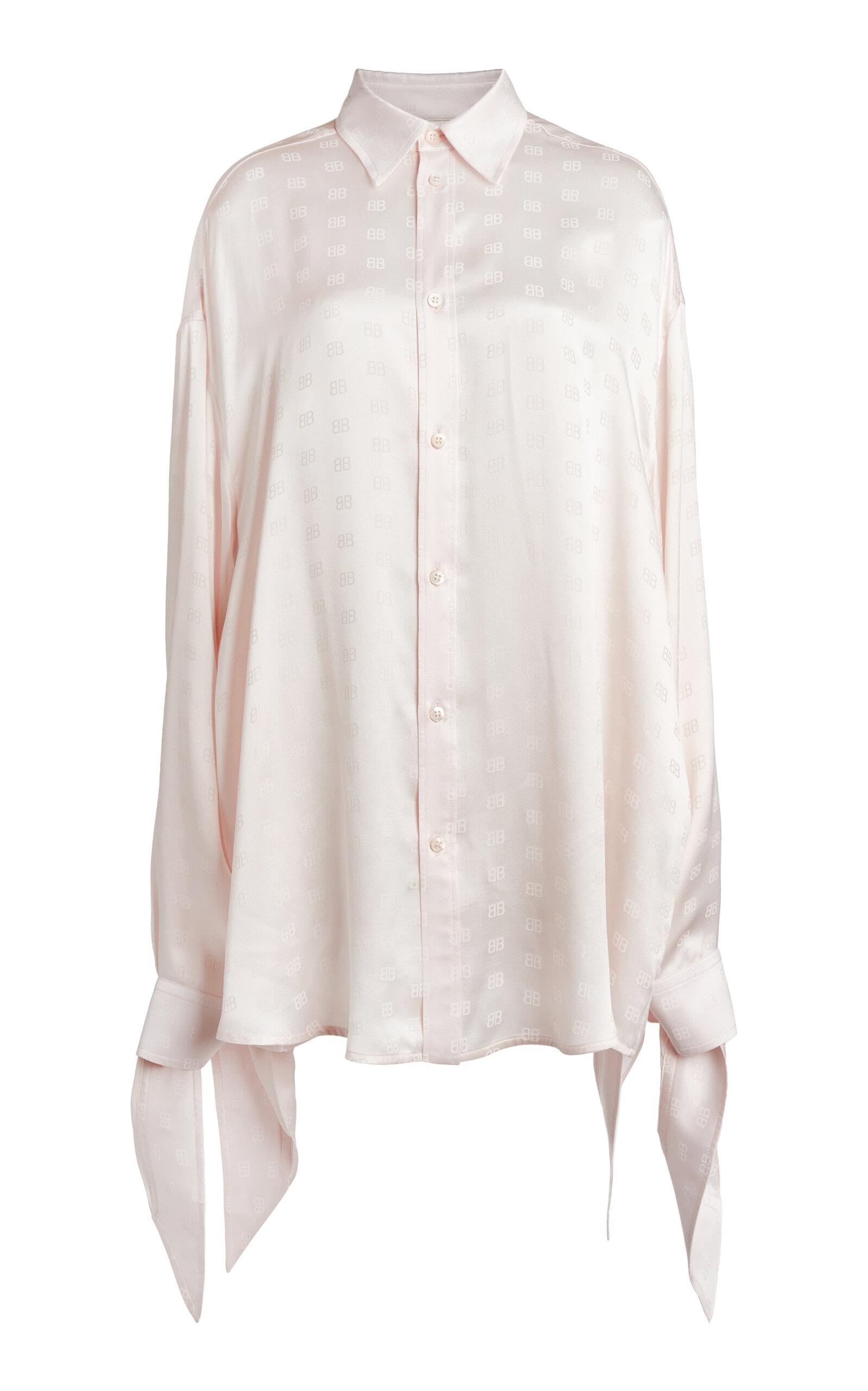 Balenciaga Knotted-Cuff Logo-Jacquard Silk Shirt - Moda Operandi by BALENCIAGA
