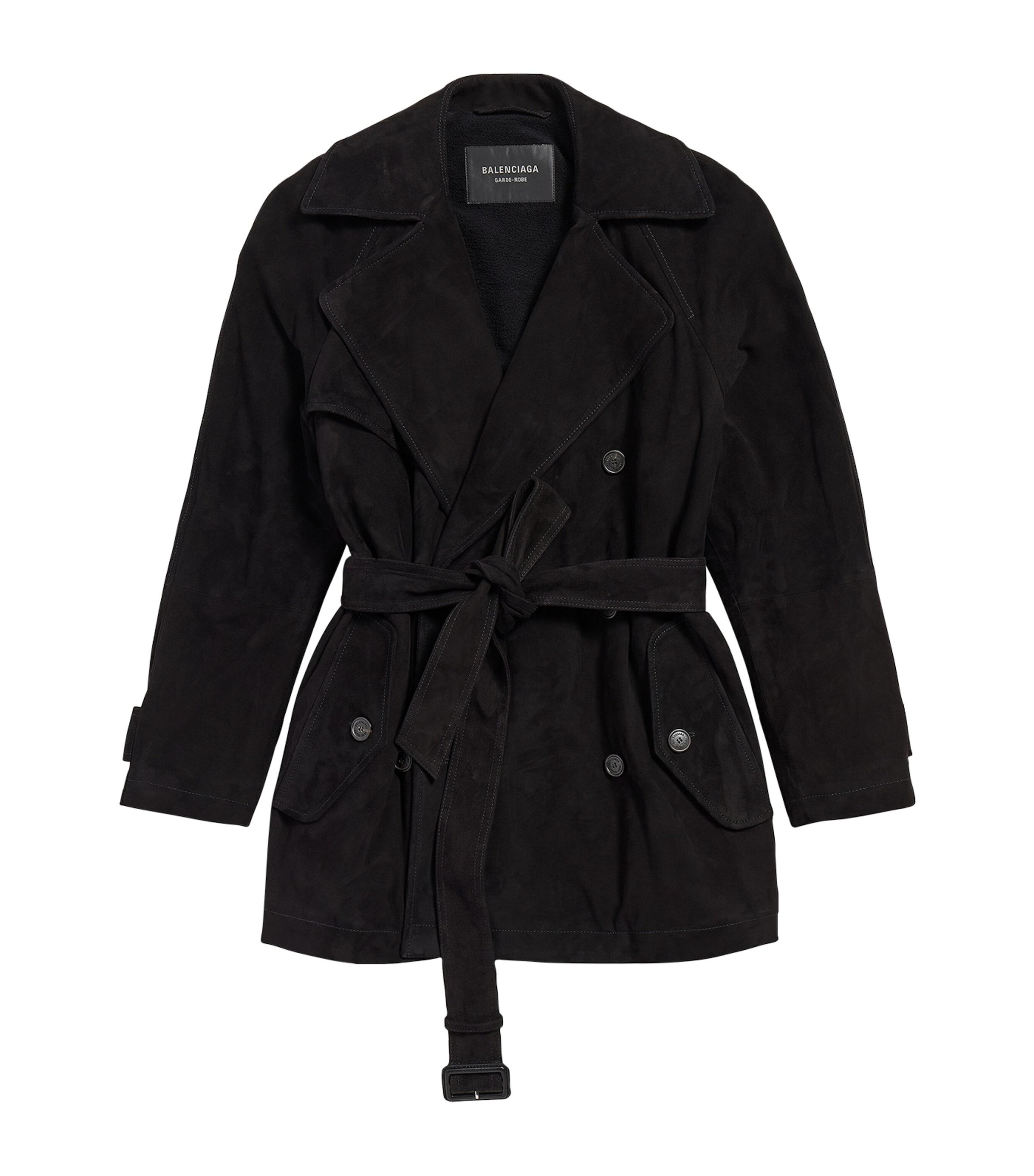 Balenciaga Lambskin Suede Short Trench Coat by BALENCIAGA