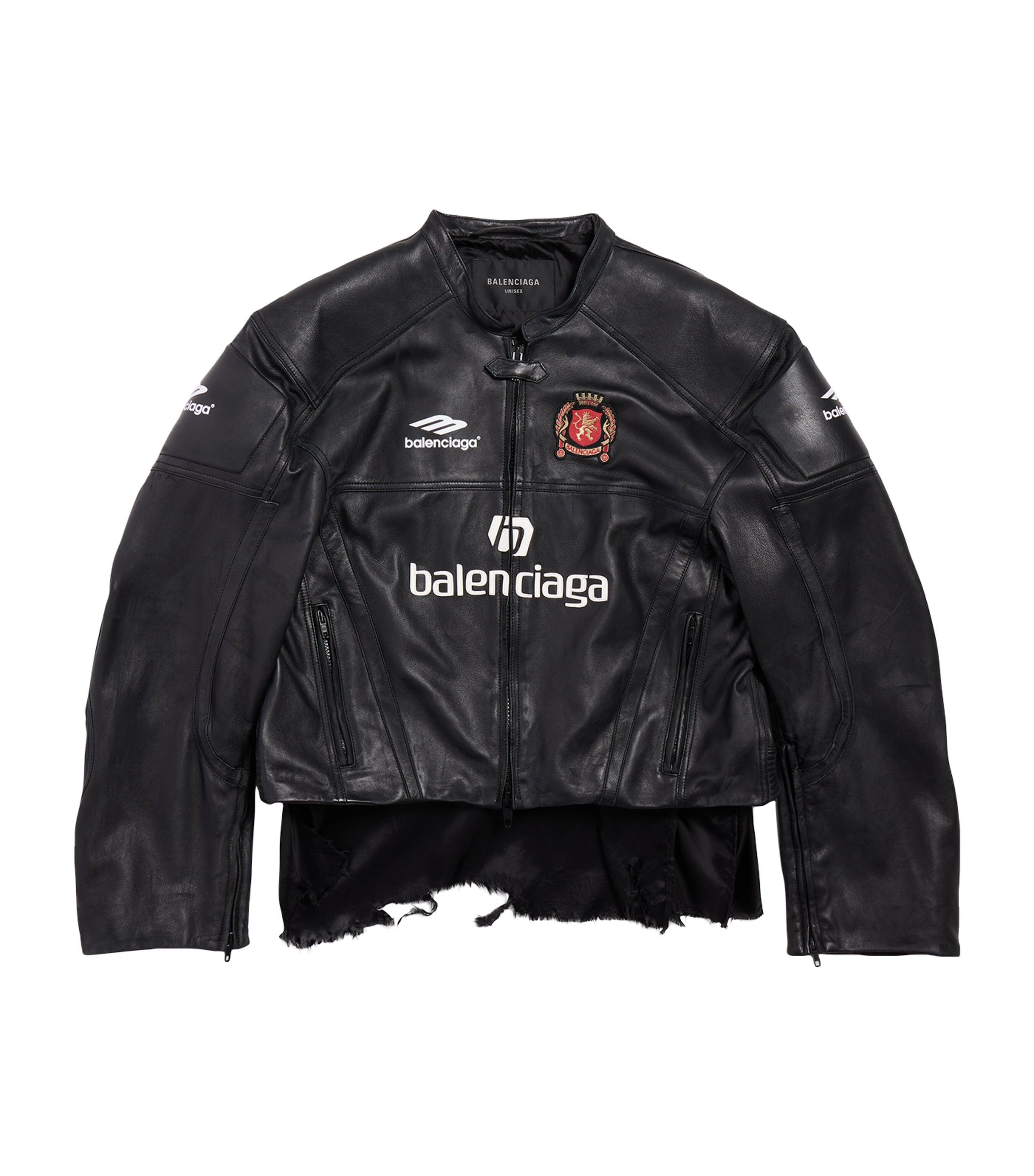 Balenciaga Leather Distressed Racer Jacket by BALENCIAGA