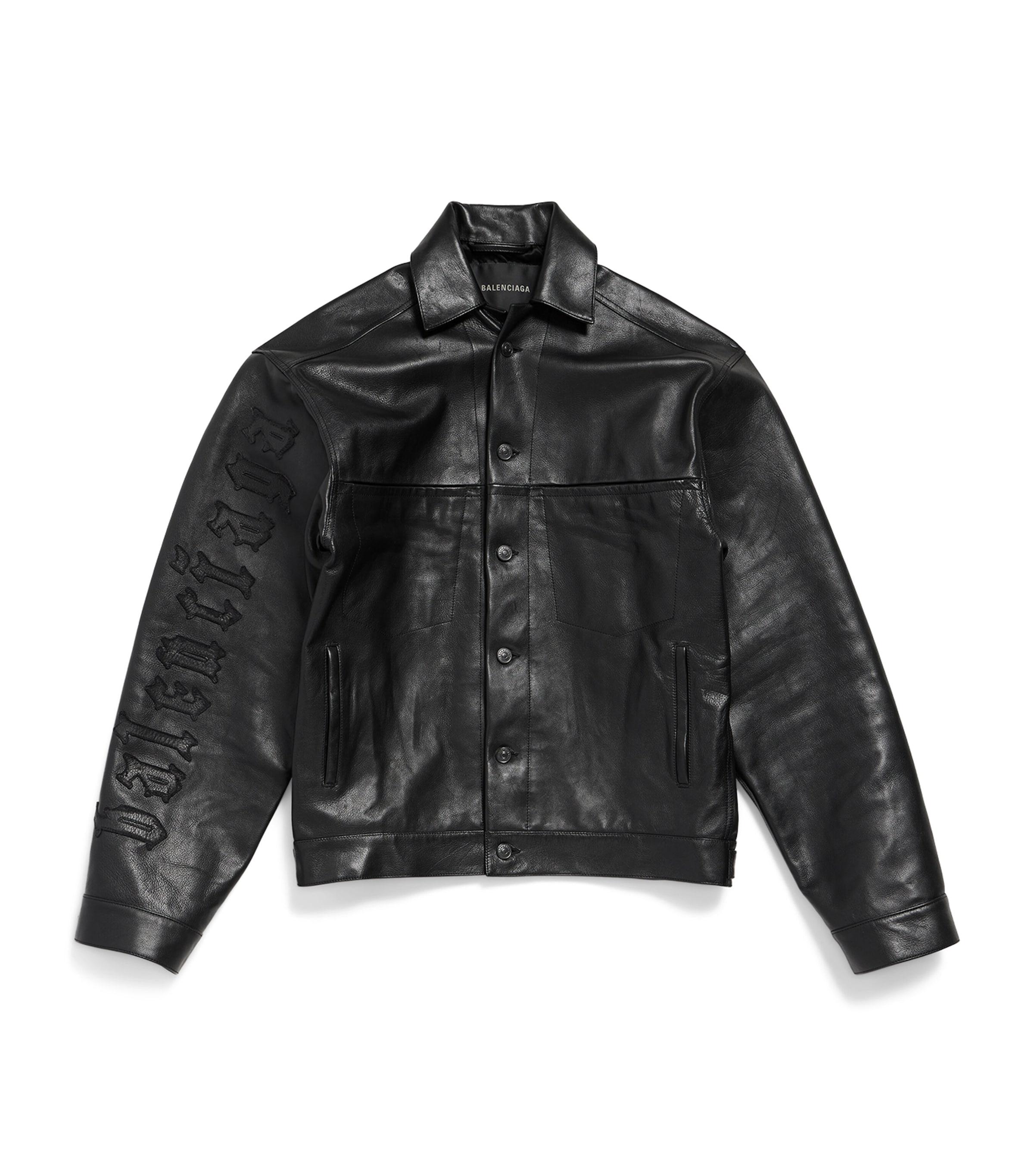 Balenciaga Logo Oversized Leather Jacket by BALENCIAGA