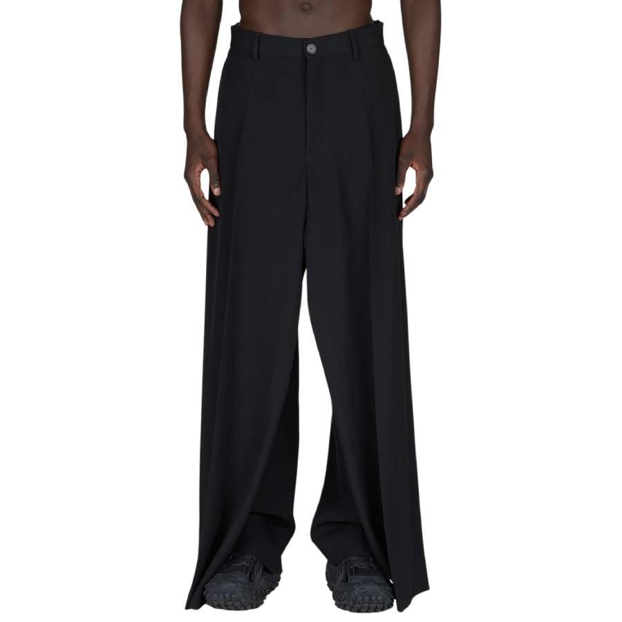 Balenciaga Mens Double Front Ironed Pleats Twill Wide-Leg Pant by BALENCIAGA