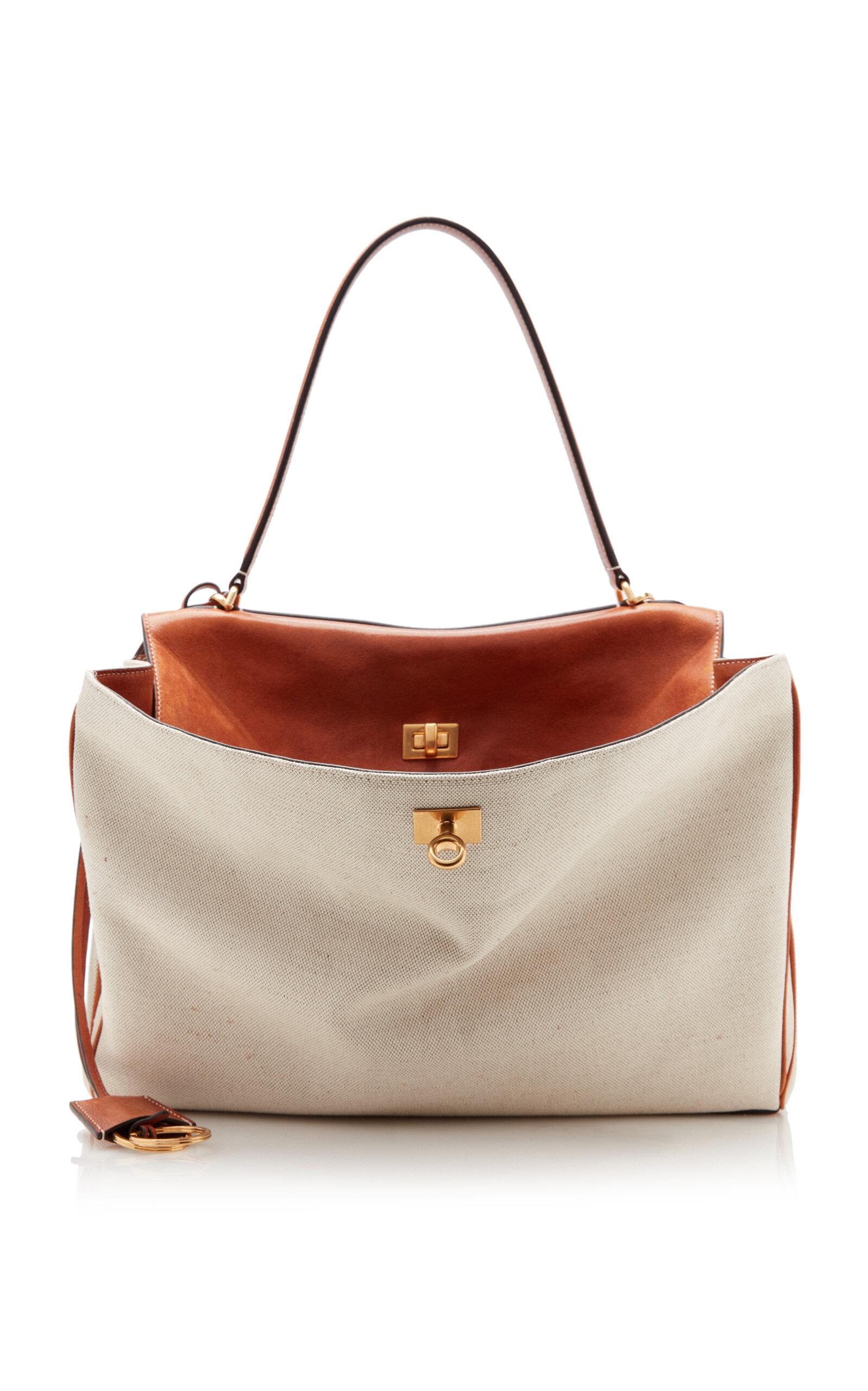 Balenciaga Rodeo Medium Canvas and Leather Top Handle Bag - Moda Operandi by BALENCIAGA