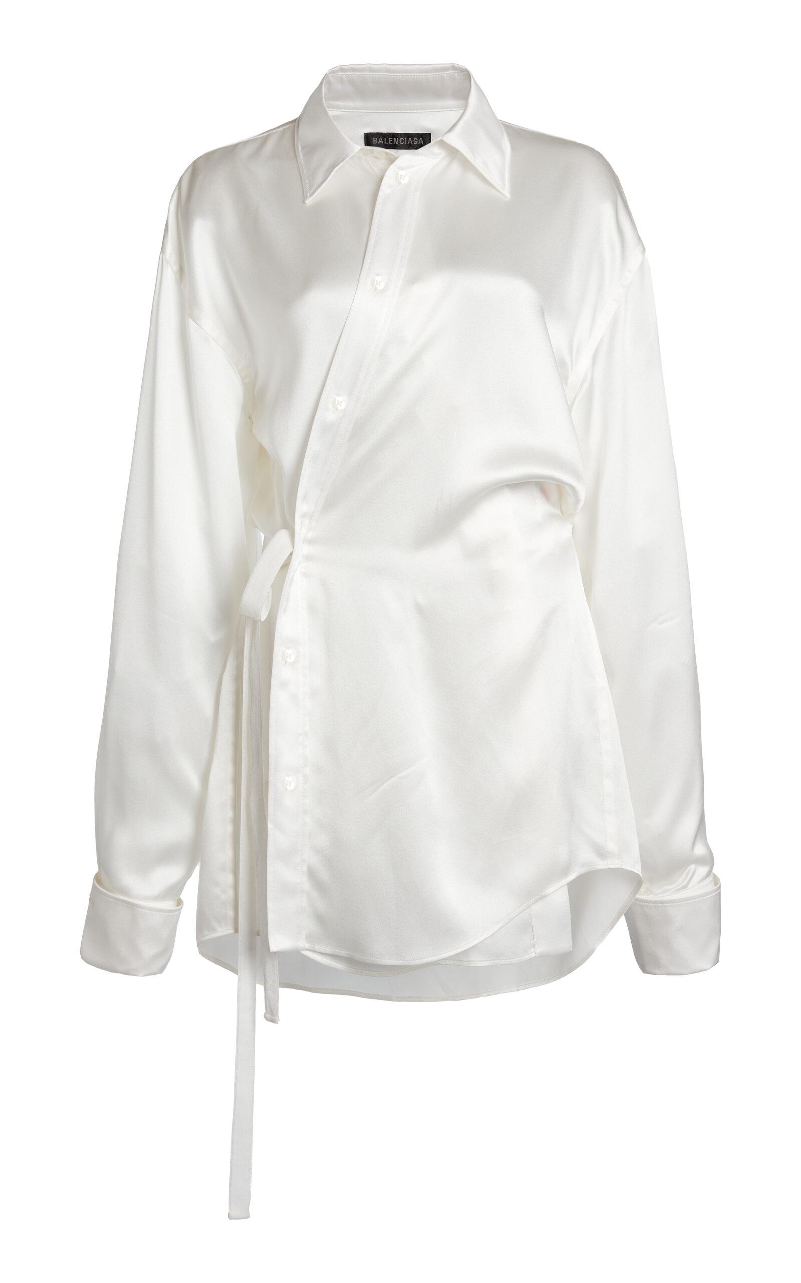 Balenciaga Silk-Satin Wrap Shirt - Moda Operandi by BALENCIAGA