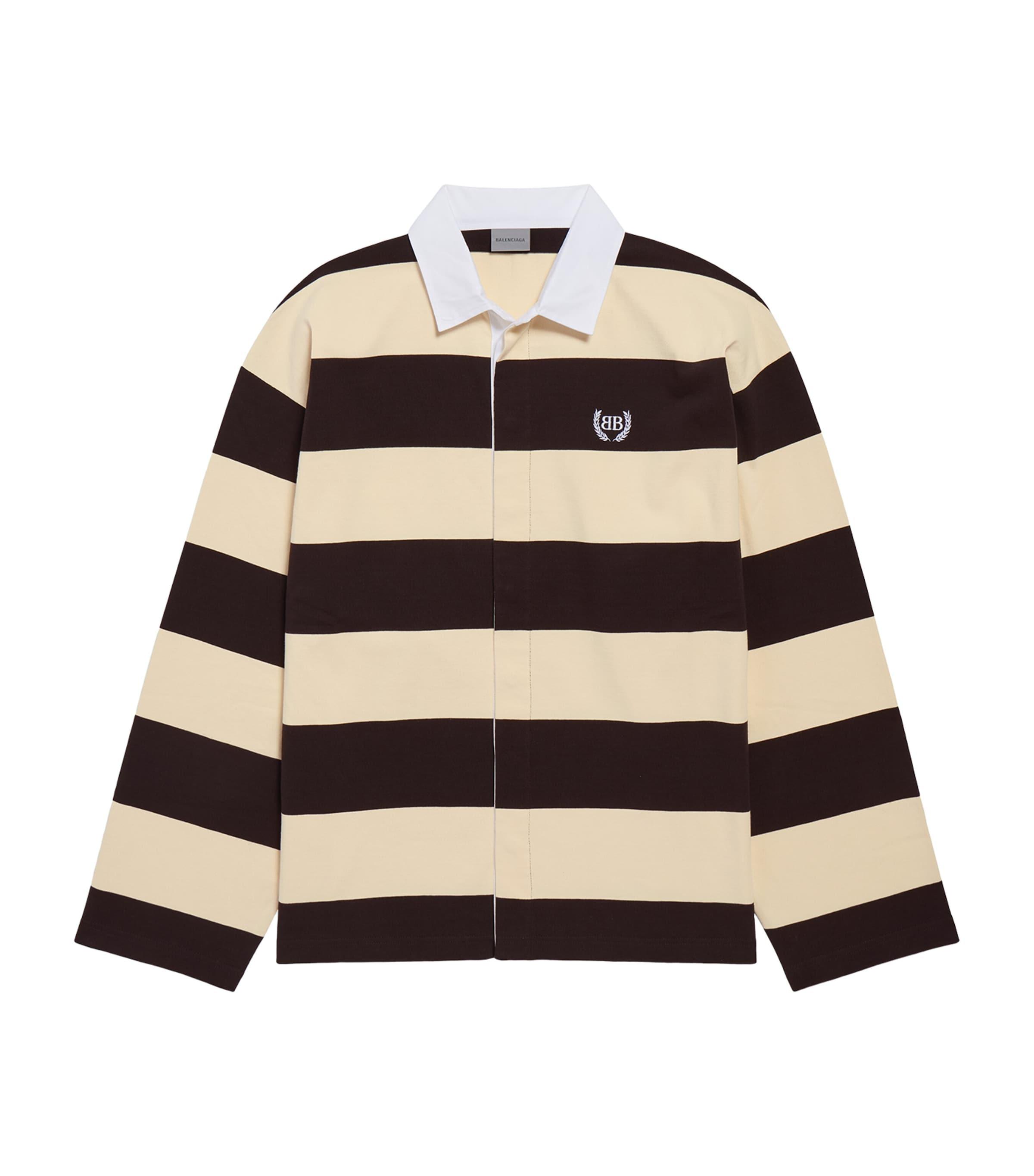 Balenciaga Striped Long-Sleeve Polo Shirt by BALENCIAGA