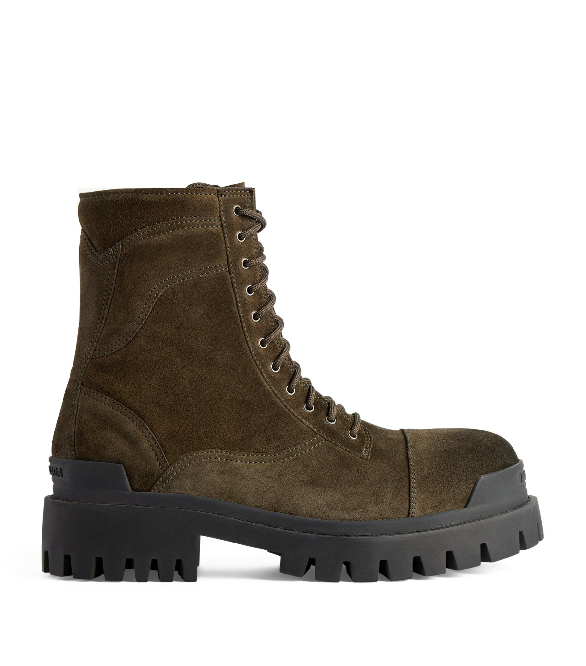 Balenciaga Suede Combat Strike Boots by BALENCIAGA