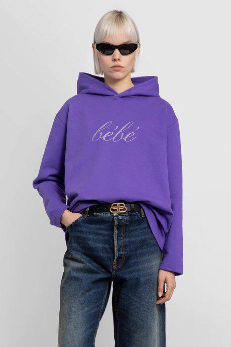 Balenciaga Women'S Purple Bébé Cropped Hoodie In Medium Fleece by BALENCIAGA Balenciaga Women'S Purple Bébé Cropped Hoodie In Medium Fleece by BALENCIAGA