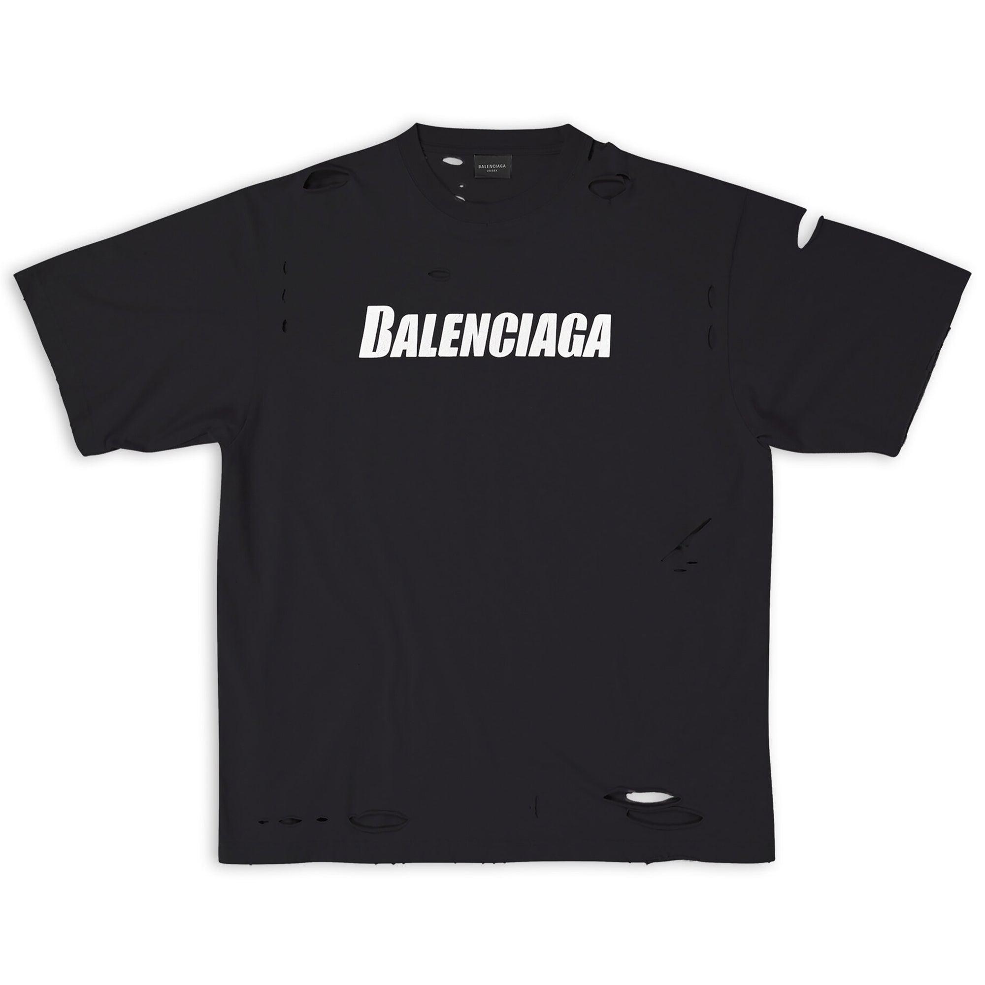 Balenciaga Women's Destroyed Boxy Fit T-Shirt (Black) by BALENCIAGA Balenciaga Women's Destroyed Boxy Fit T-Shirt (Black) by BALENCIAGA