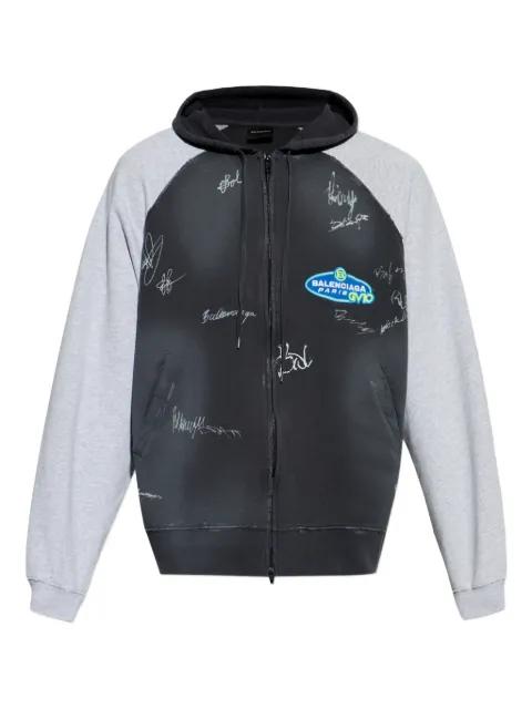 Banana logo-patch zip-up hoodie by BALENCIAGA
