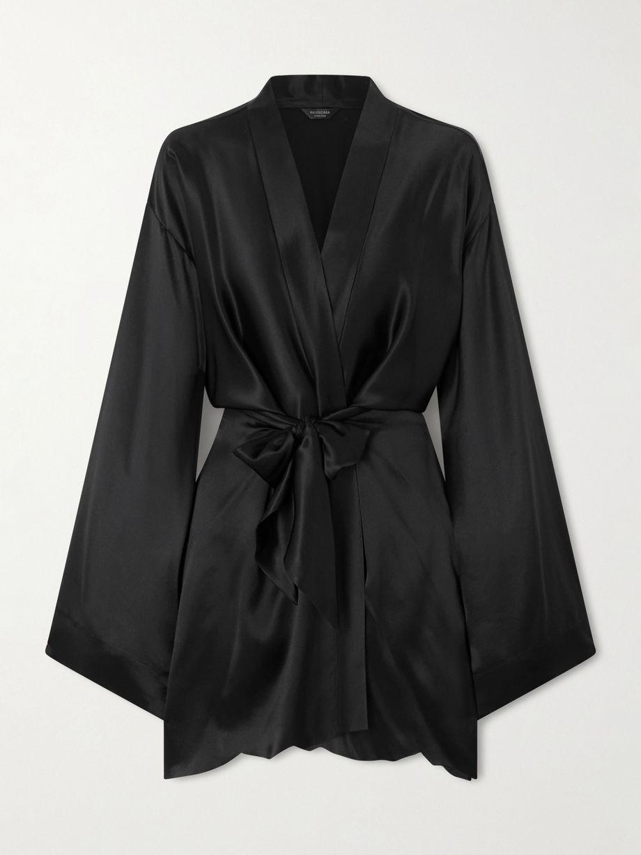 Belted silk-satin mini wrap dress by BALENCIAGA