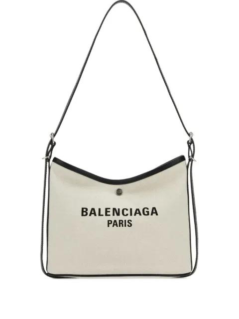 Biarri logo-plaque canvas shoulder bag by BALENCIAGA