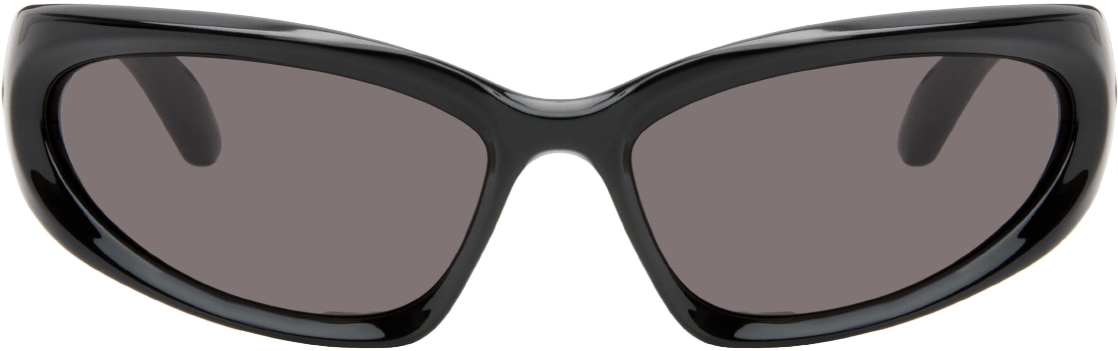 Black Swift Oval Sunglasses by BALENCIAGA