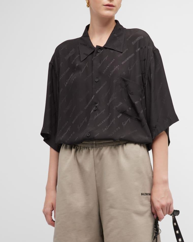 Button-Front Minimal Shirt with Lettering Details by BALENCIAGA