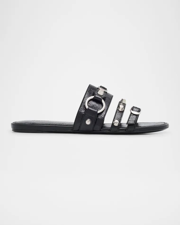 City Leather Triple-Band Slide Sandals by BALENCIAGA