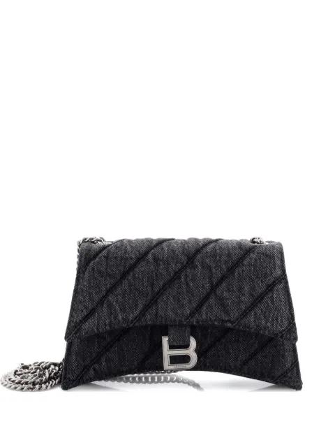 Crush Chain Flap Bag Quilted Denim Small shoulder bag by BALENCIAGA 