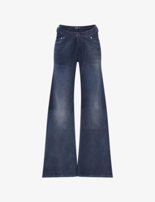 Curved-Waistband Wide-Leg Denim Jeans by BALENCIAGA