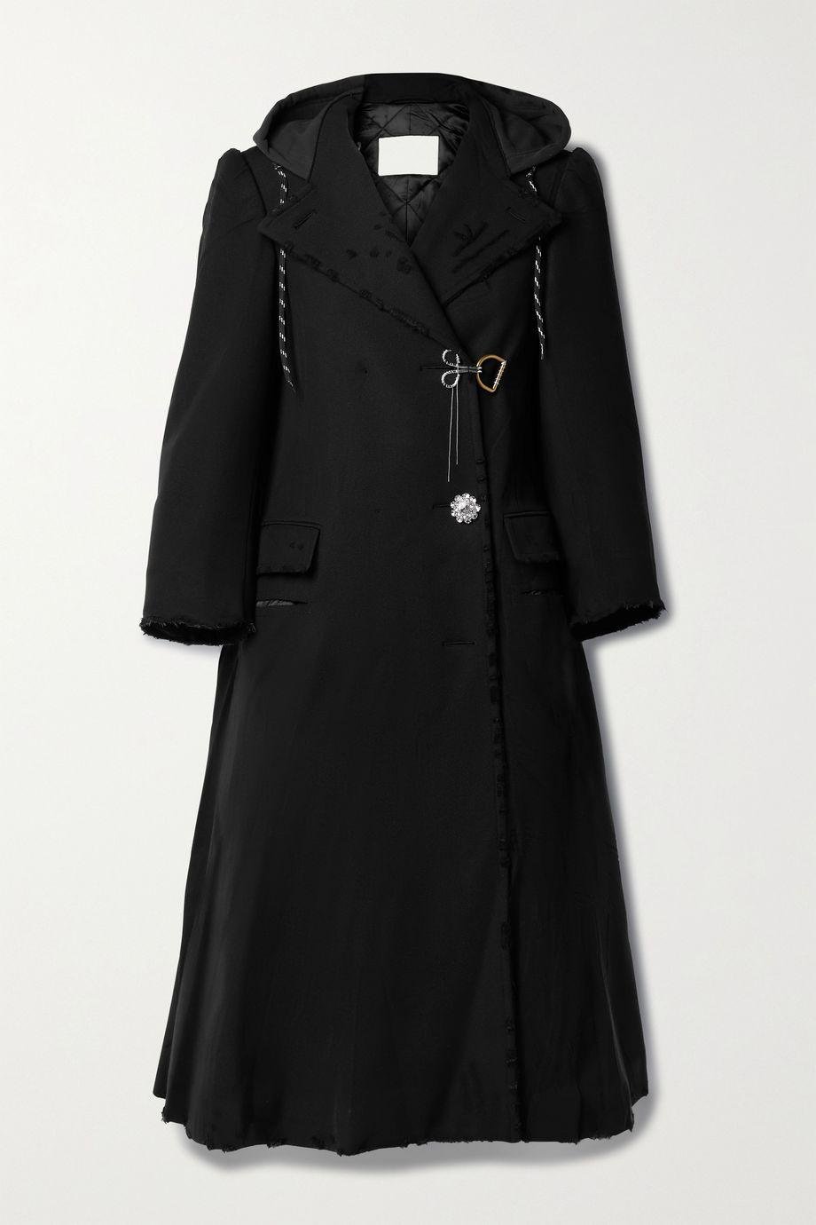 DIY embellished hoodied crinkled stretch-twill coat by BALENCIAGA