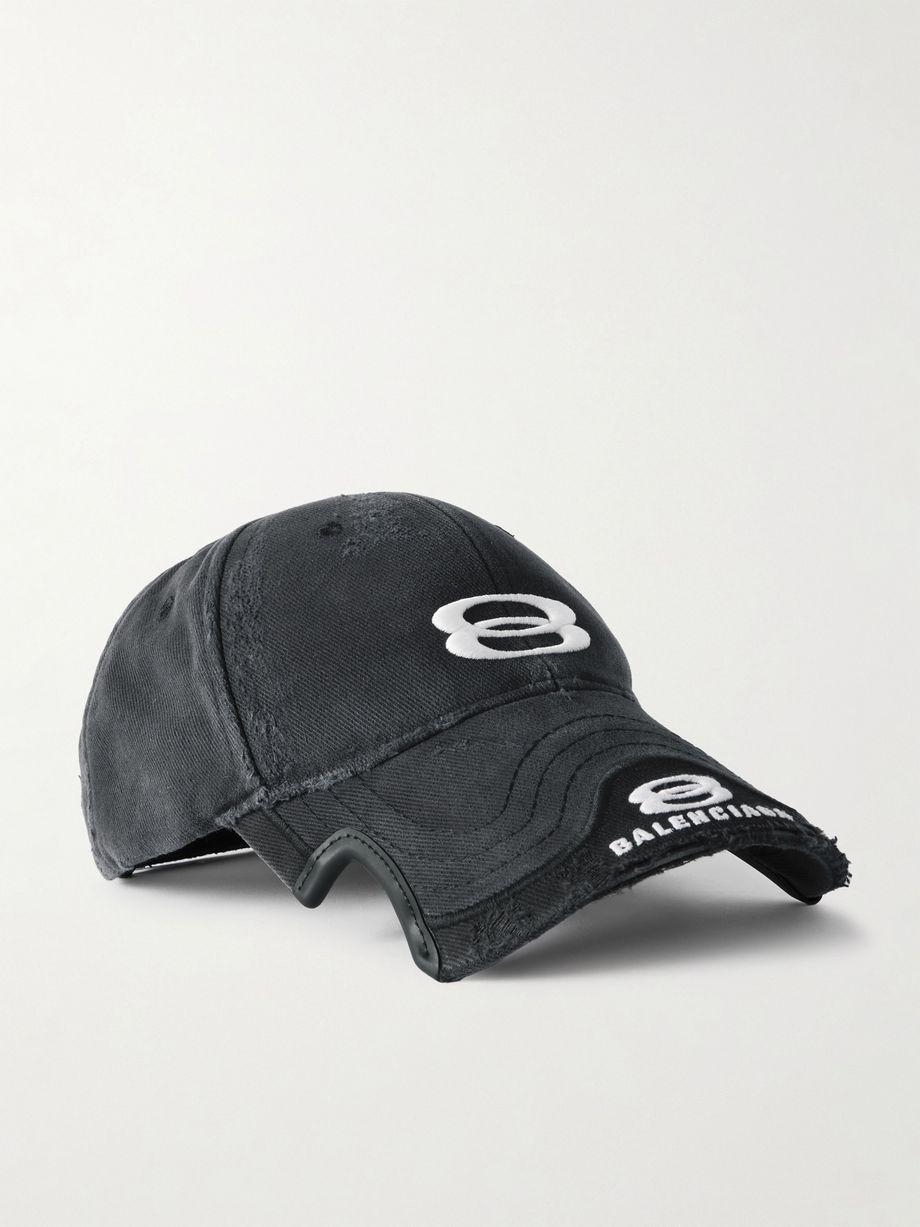 Double Unity distressed embroidered cotton-drill baseball cap by BALENCIAGA