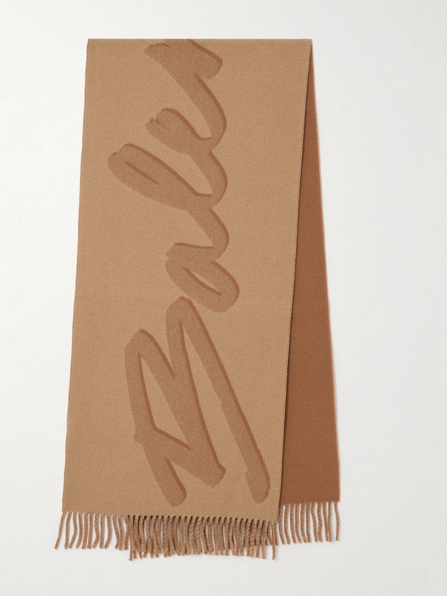 Fringed printed wool and cashmere-blend scarf by BALENCIAGA