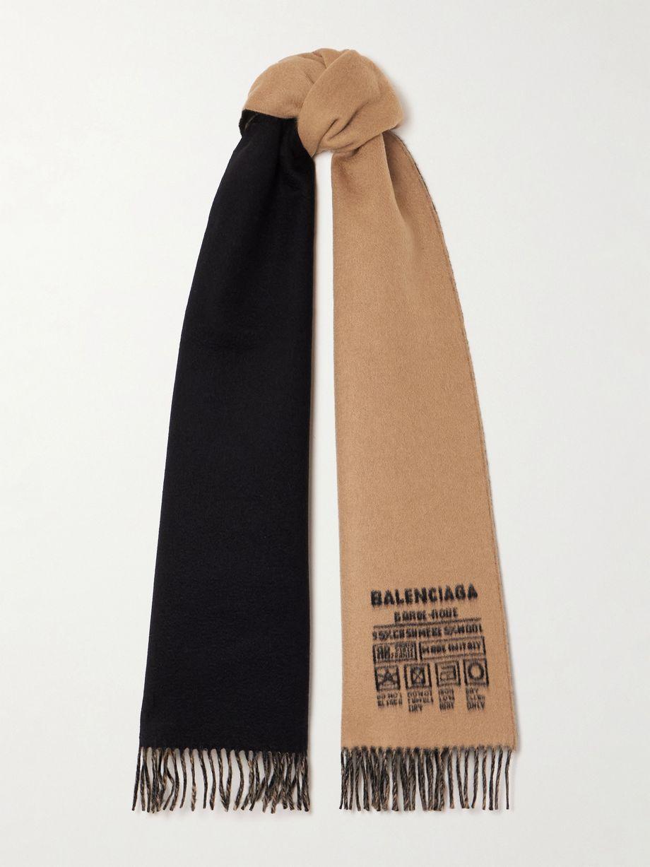Fringed two-tone cashmere and wool-blend jacquard scarf by BALENCIAGA