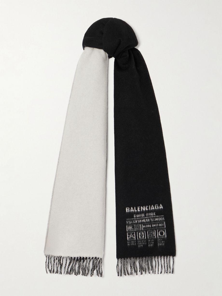 Fringed two-tone cashmere and wool-blend jacquard scarf by BALENCIAGA