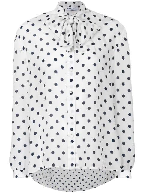 Gathered polka dot blouse by BALENCIAGA