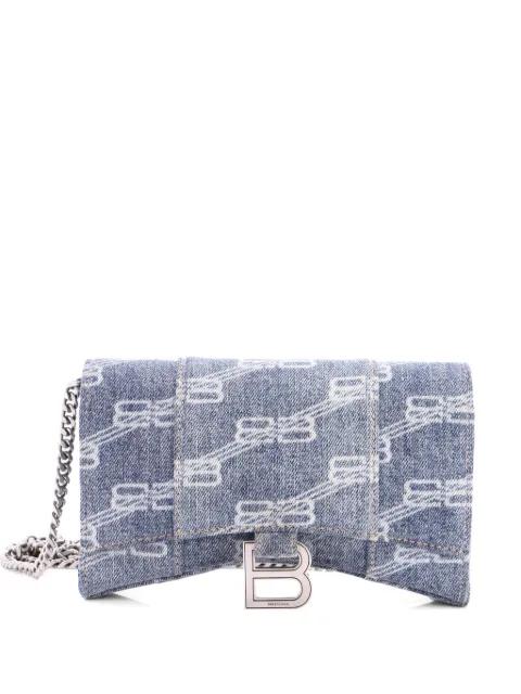 Hourglass Chain Wallet BB Monogram Denim crossbody bag by BALENCIAGA 