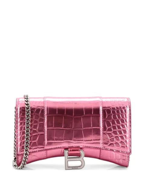 Hourglass Chain Wallet Crocodile Embossed Leather clutch bag by BALENCIAGA 