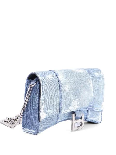 Hourglass Chain Wallet Denim Printed Leather shoulder bag by BALENCIAGA 