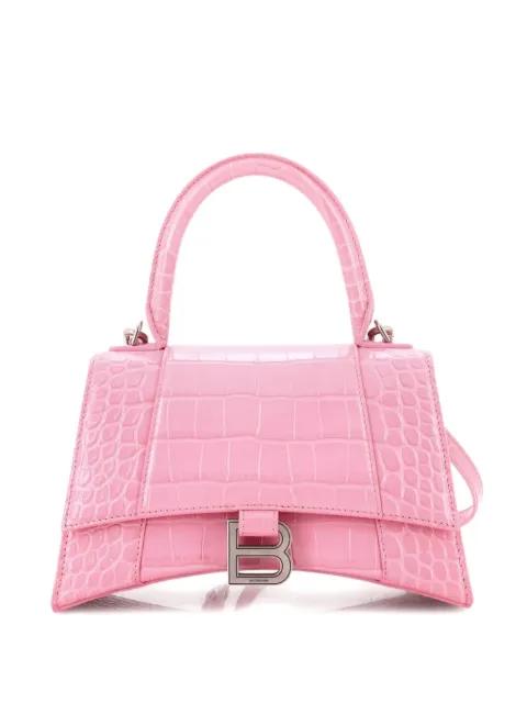 Hourglass Top Handle Bag Crocodile Embossed Leather Small crossbody bag by BALENCIAGA 