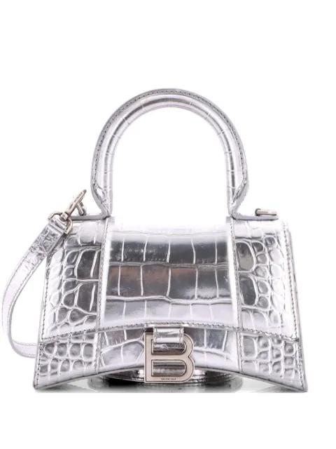 Hourglass Top Handle Bag Crocodile Embossed Leather XS satchel by BALENCIAGA 