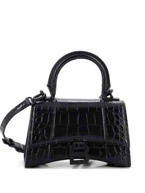 Hourglass Top Handle Bag Crocodile Embossed Leather XS satchel by BALENCIAGA 
