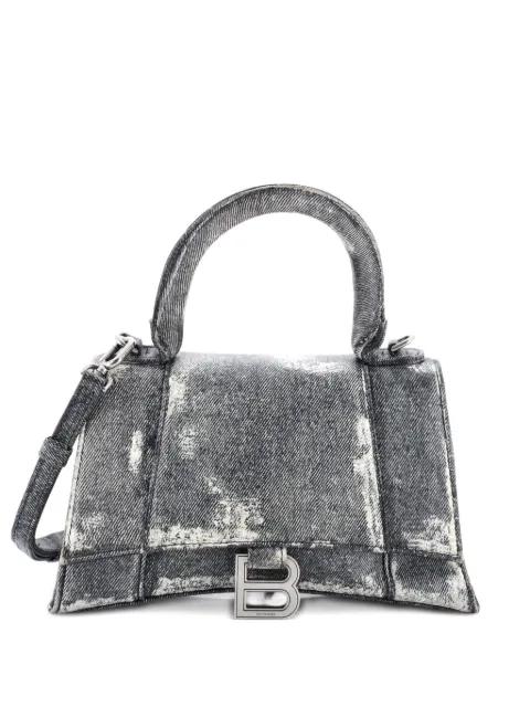 Hourglass Top Handle Bag Denim Printed Leather Small satchel by BALENCIAGA 