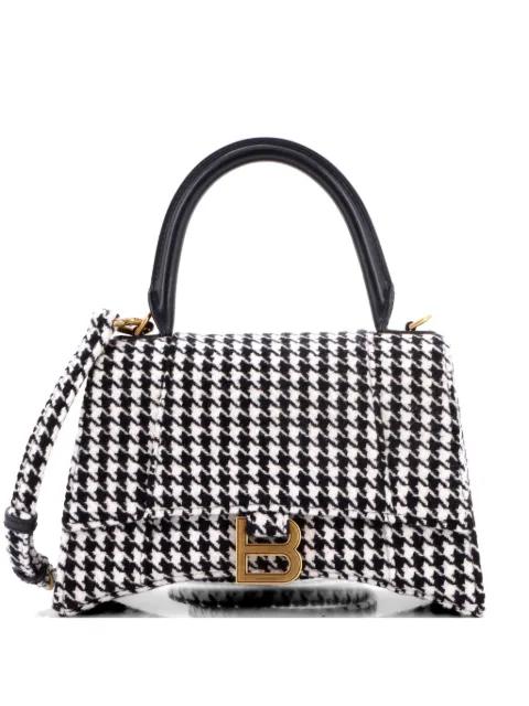 Hourglass Top Handle Bag Houndstooth Textile Small shoulder bag by BALENCIAGA 