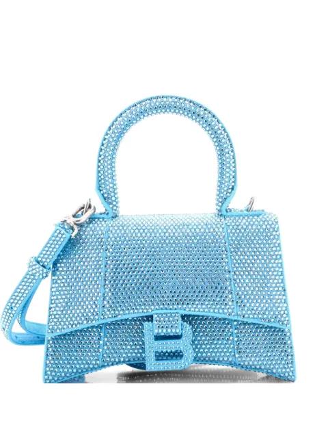 Hourglass Top Handle Bag Suede with Crystals XS crossbody bag by BALENCIAGA 