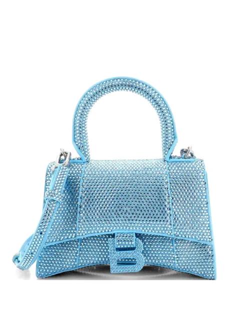 Hourglass Top Handle Bag Suede with Crystals XS crossbody bag by BALENCIAGA 