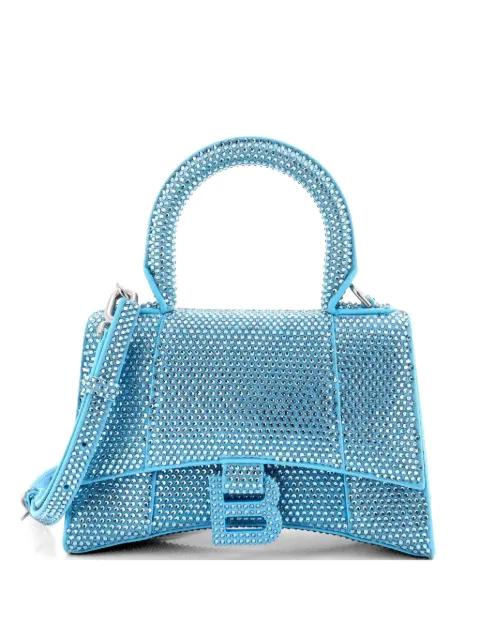 Hourglass Top Handle Bag Suede with Crystals XS crossbody bag by BALENCIAGA 