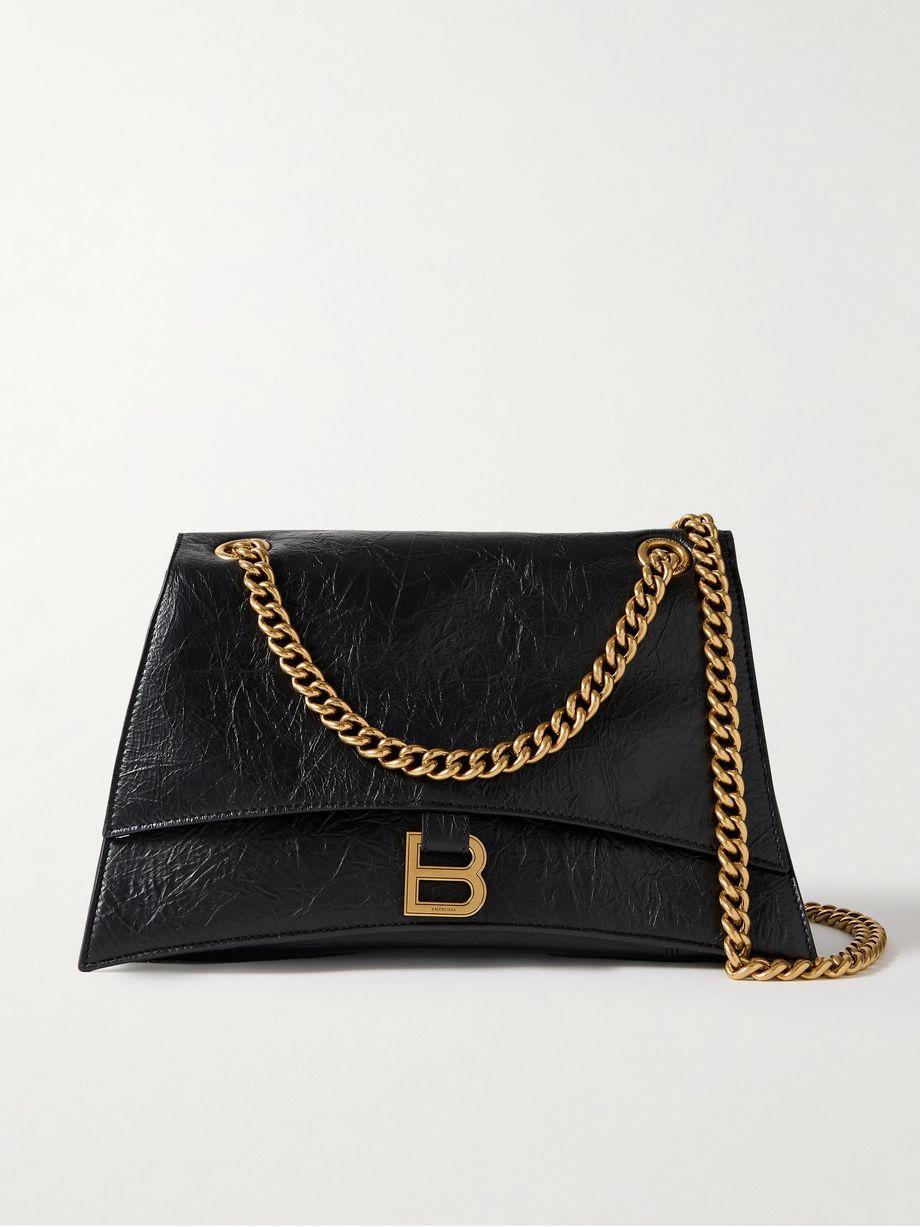 Hourglass crinkled-leather shoulder bag by BALENCIAGA
