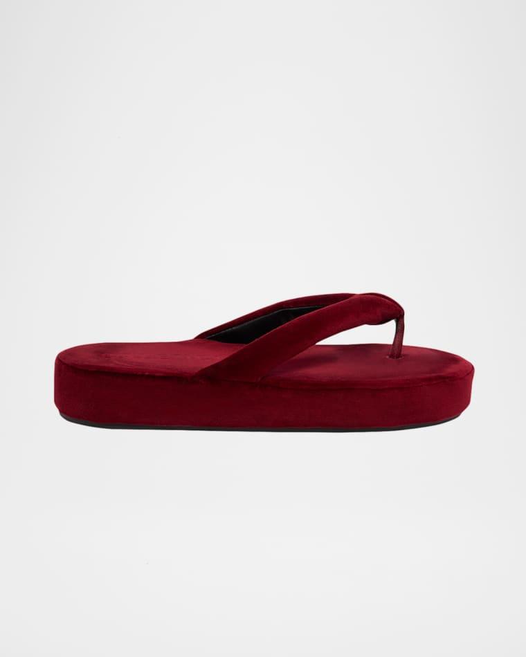 Jet Lag Stretch Velvet Platform Thong Sandals by BALENCIAGA