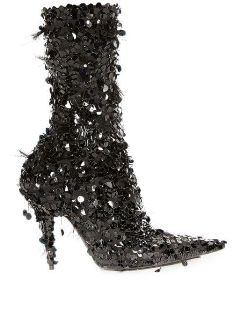 Knife sequin-embellished ankle boots by BALENCIAGA
