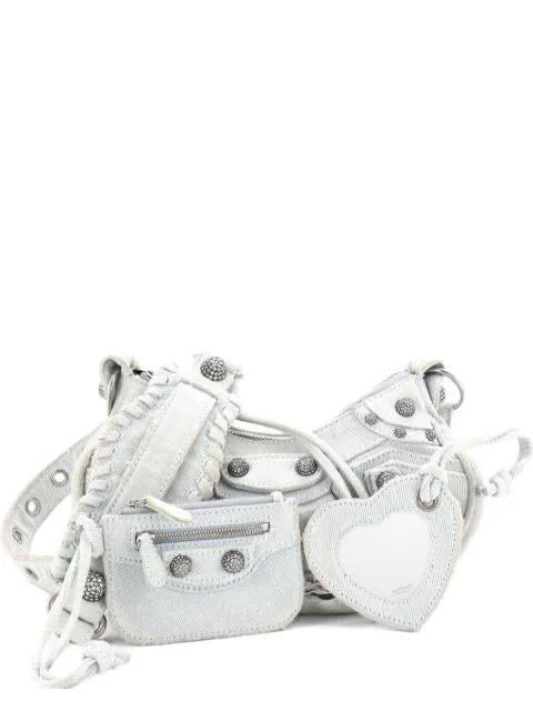 Le Cagole Giant Studs Denim with Crystals XS shoulder bag by BALENCIAGA 
