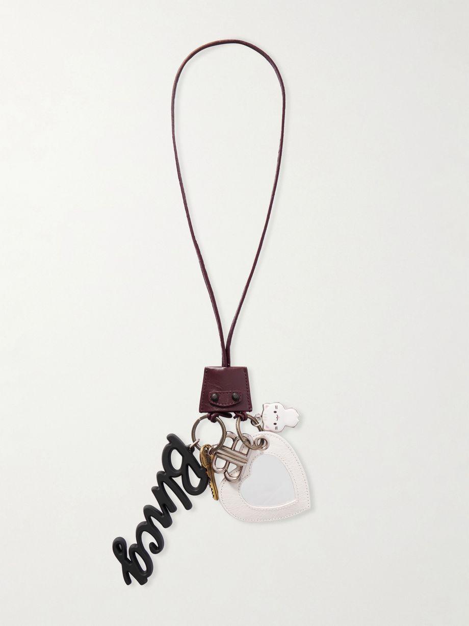 Le City embellished textured-leather, silver and gold-tone key fob by BALENCIAGA